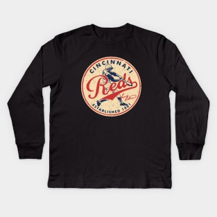 Throwback Cincinnati Reds 2 by Buck Tee Kids Long Sleeve T-Shirt